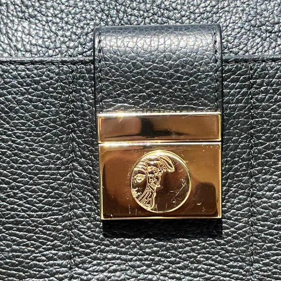 Versace Collection Black Leather Vitello Stampa Alce Medusa Logo Weekender Bag - Picture 7 of 16